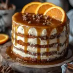 Bratapfeltorte mit Orangen-Zimt-Creme und Karamell-Drip