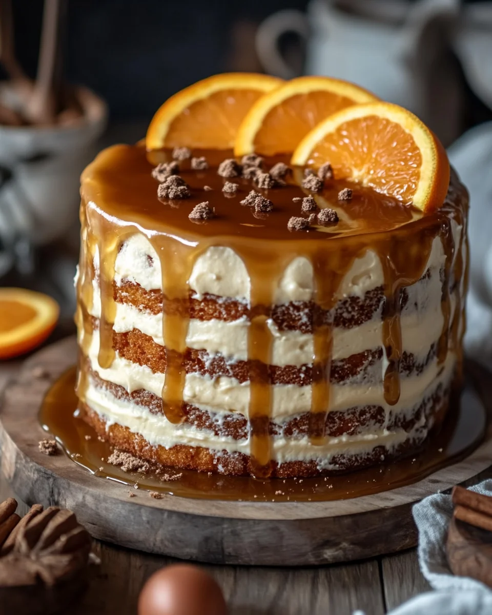 Bratapfeltorte mit Orangen-Zimt-Creme und Karamell-Drip 41 Bratapfeltorte mit Orangen-Zimt-Creme und Karamell-Drip