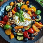Burrata-Salat mit Ofengem&uuml;se und Blaubeeren
