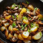 Champignon-Kartoffel-Pfanne mit Fr&uuml;hlingszwiebeln