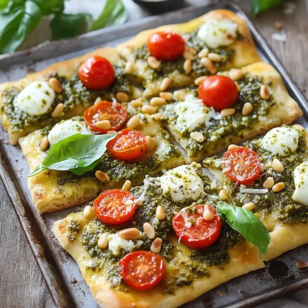 Die beste Focaccia mit Pesto und Tomaten