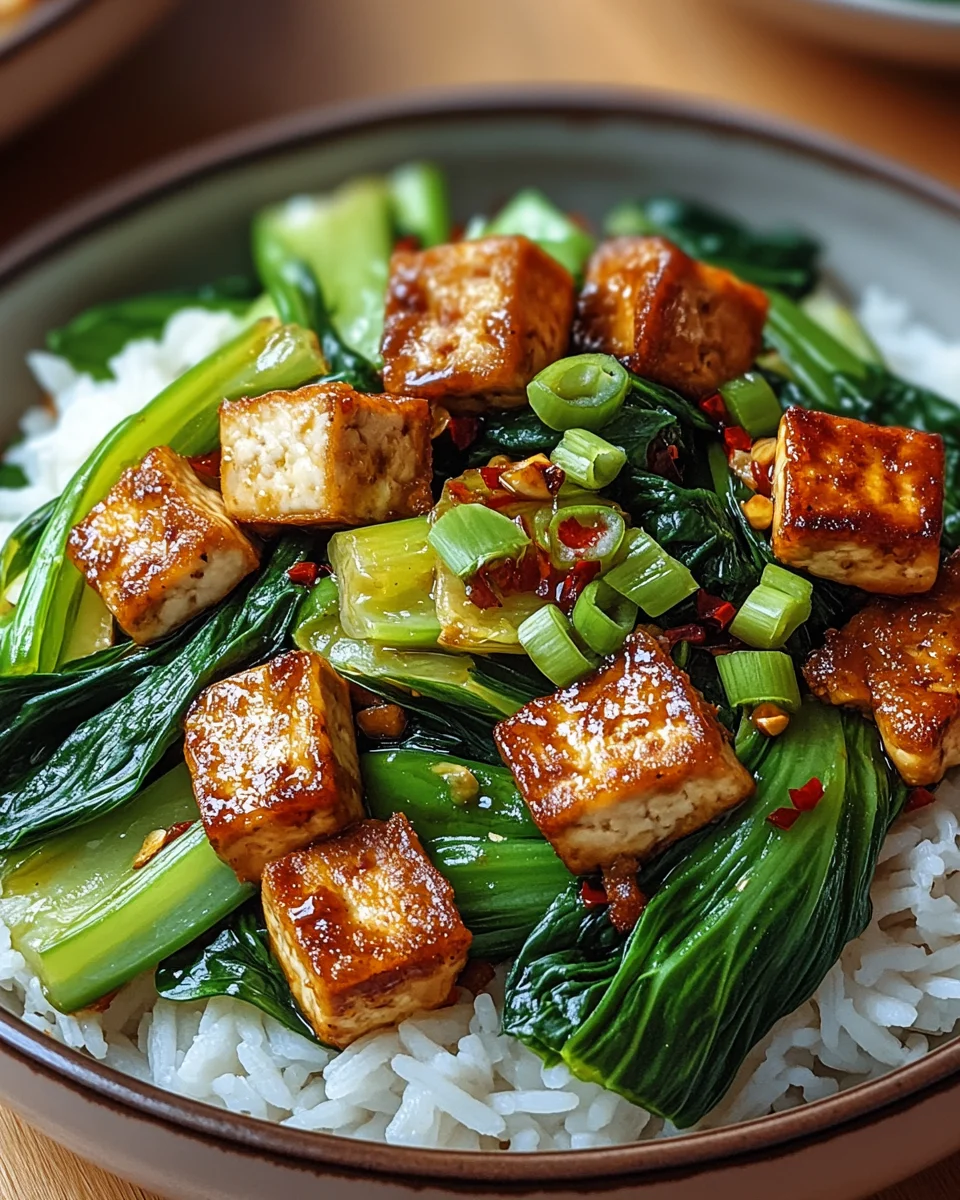 Gebratener Pak Choi mit knusprigem Tofu und Reis 22 Gebratener
