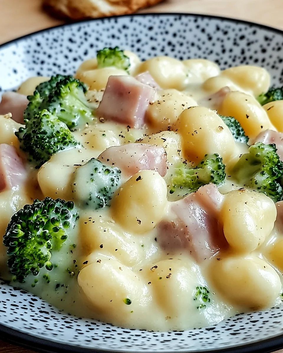 Gnocchi mit Brokkoli und Schinken in cremiger Käsesoße 20 Gnocchi