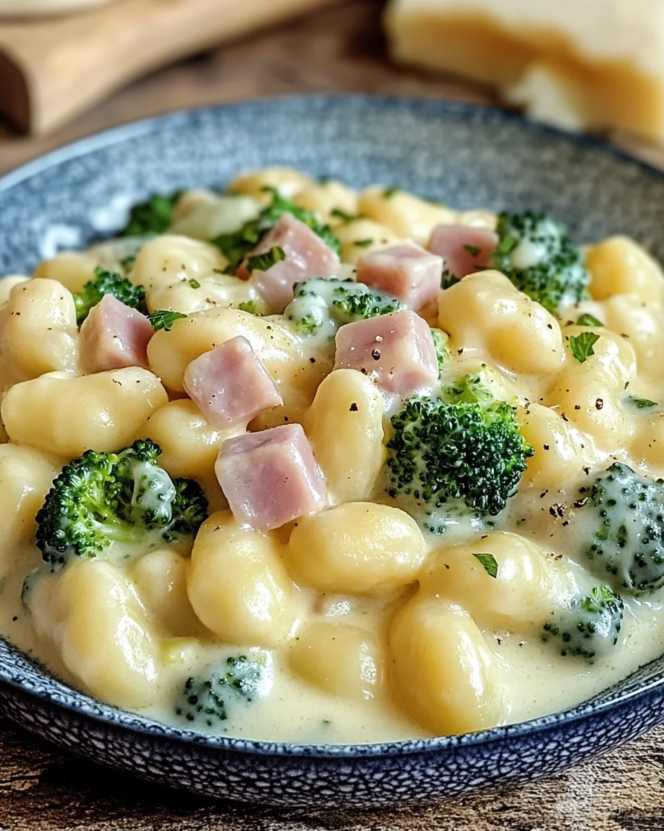 Gnocchi mit Brokkoli und Schinken in cremiger Käsesoße 22 Gnocchi mit Brokkoli und Schinken in cremiger Käsesoße