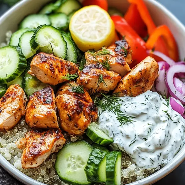 Griechische Hähnchen-Tzatziki-Bowl