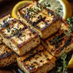 Griechischer gegrillter Tofu mit Zitrone und Thymian