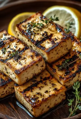 Griechischer gegrillter Tofu mit Zitrone und Thymian