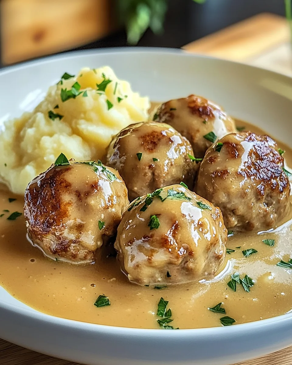 Hackb&auml;llchen in cremiger Sauce mit Kartoffelp&uuml;ree