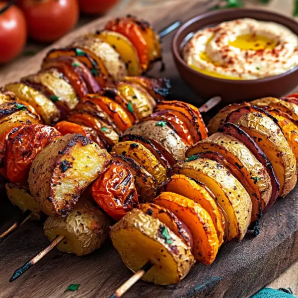 Kartoffel-Schawarma mit Tomaten-Hummus