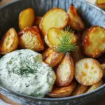 Kartoffelspalten mit Gurkendip