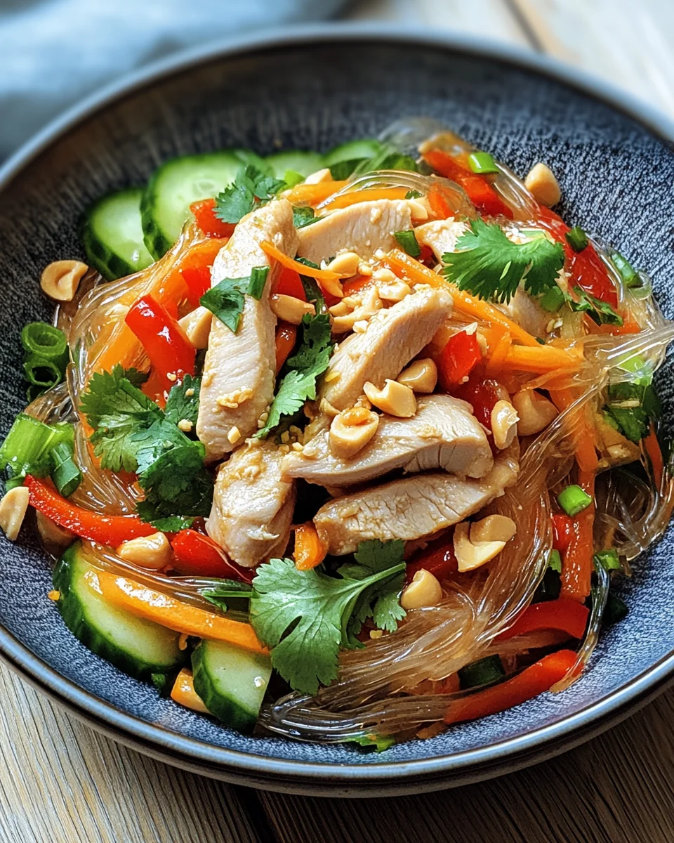 Lauwarmer Glasnudelsalat mit Erdnusshähnchen 26 Lauwarmer