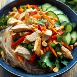 Lauwarmer Glasnudelsalat mit Erdnussh&auml;hnchen