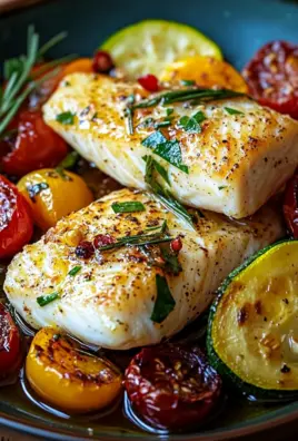 Mediterran Gebackene Fischfilets mit Gemüse