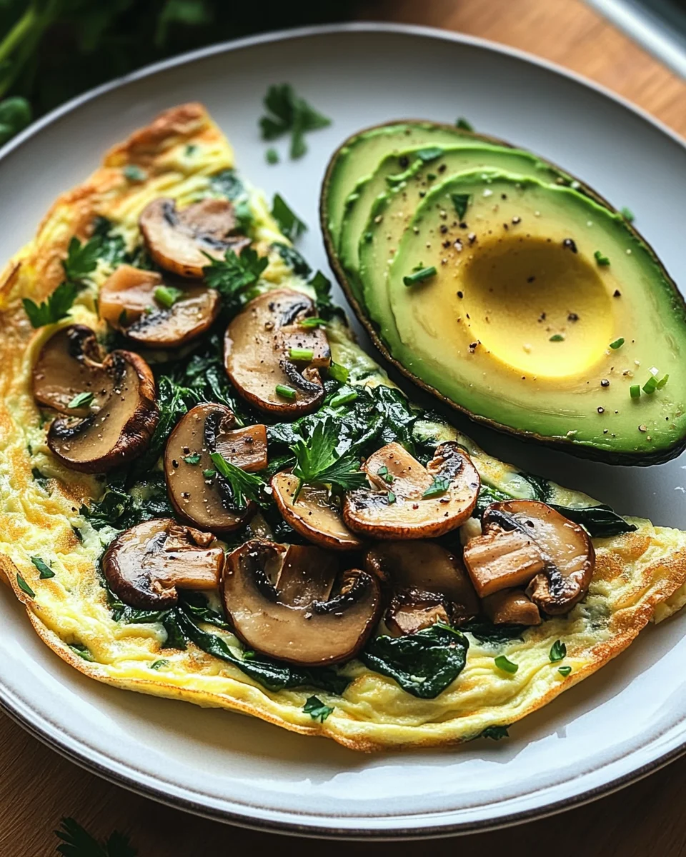 Omelett mit Pilzen, Spinat und Avocado 22 Omelett