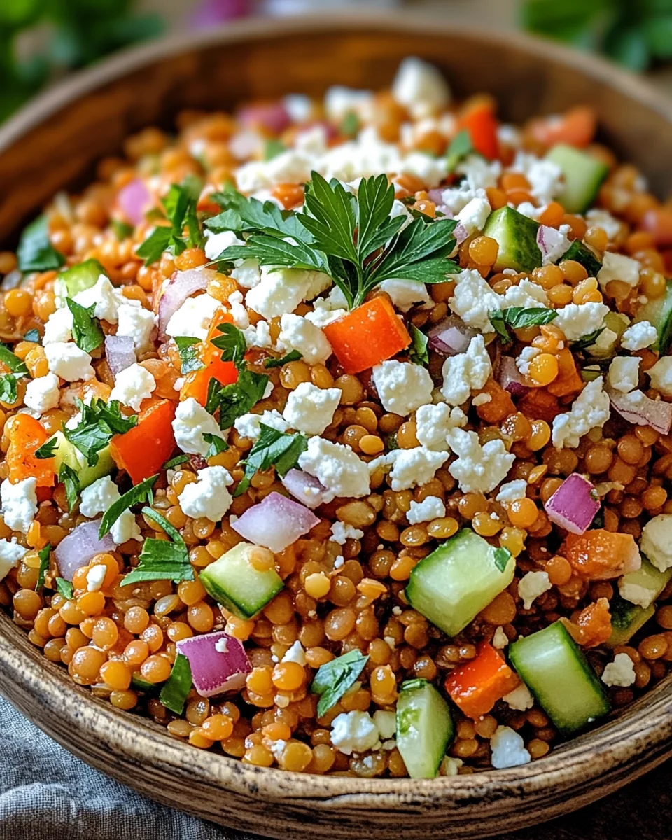 Orientalischer Rote Linsen Salat mit Feta 24 Orientalischer
