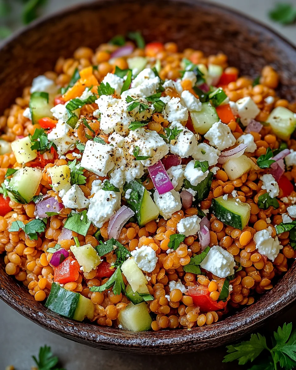 Orientalischer Rote Linsen Salat mit Feta