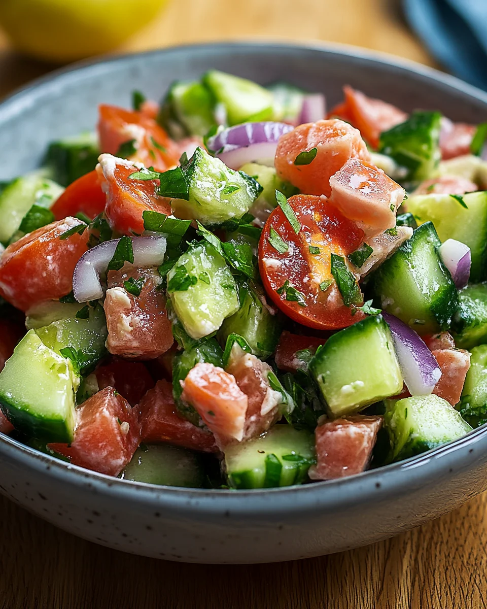 Schneller Thunfischsalat mit Gurke und Tomate
