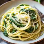 Spaghetti mit Spinat Frischk&auml;se-Sauce