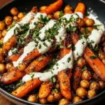 Spicy Maple-Roasted Carrots with Crispy Chickpeas and Yogurt Sauce