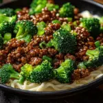 Teriyaki-Hackfleisch-Pfanne mit Brokkoli