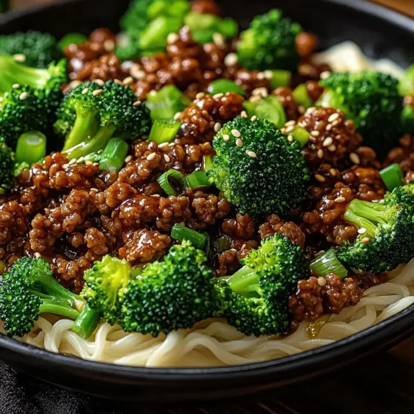 Teriyaki-Hackfleisch-Pfanne mit Brokkoli