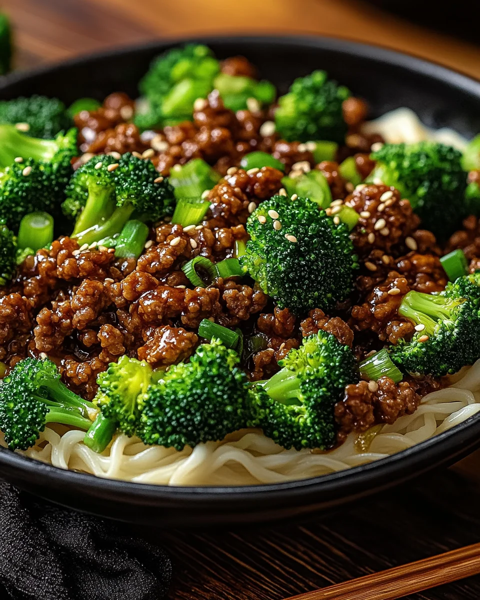 Teriyaki-Hackfleisch-Pfanne mit Brokkoli