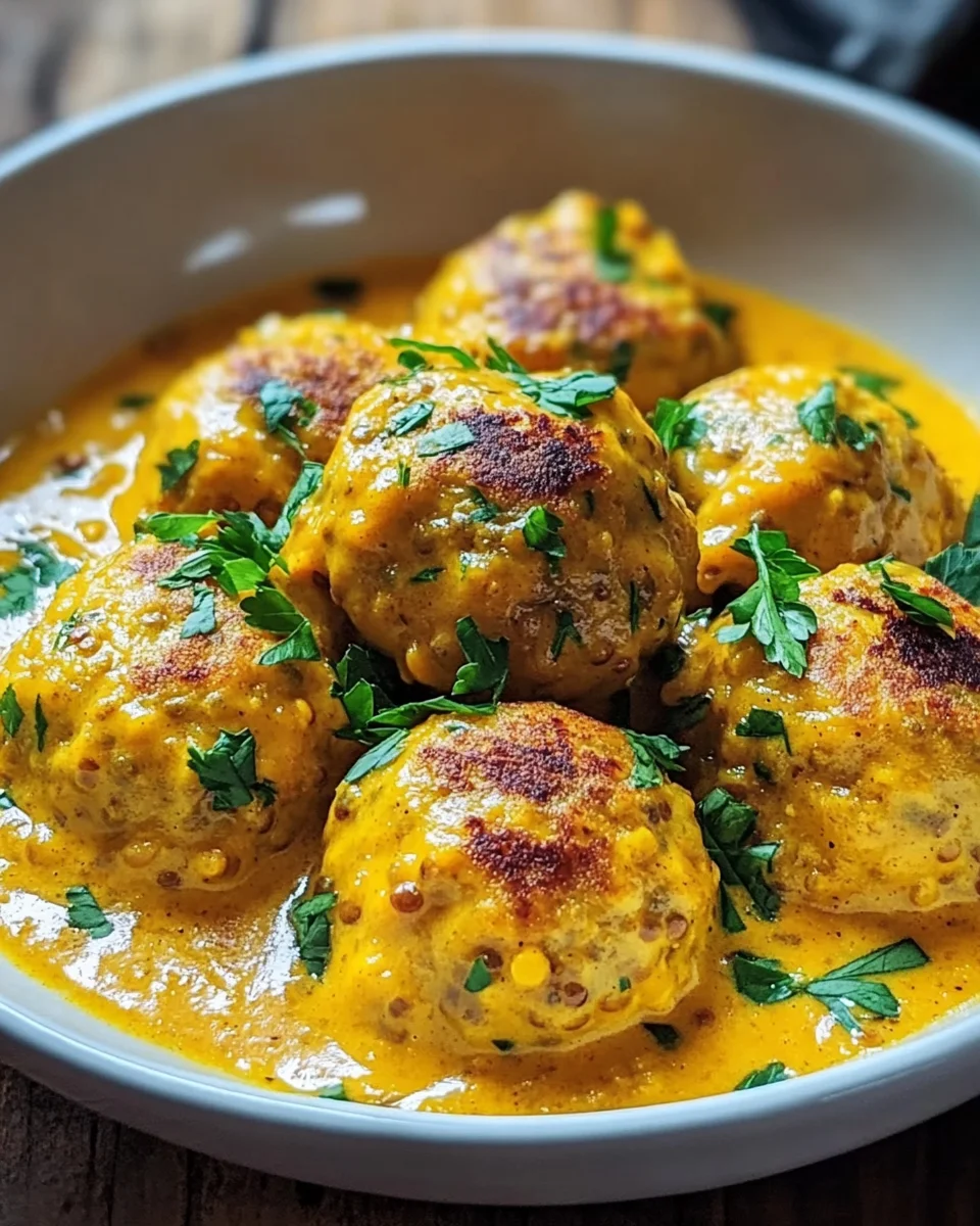 Vegane Linsenkn&ouml;del in Curry-Sauce
