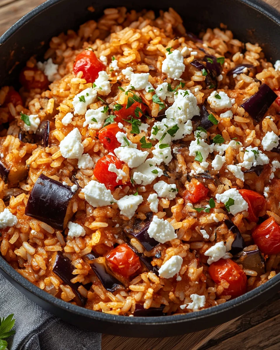 Auberginen-Reispfanne mit Feta 22 Auberginen-Reispfanne