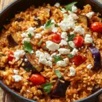 Auberginen-Reispfanne mit Feta