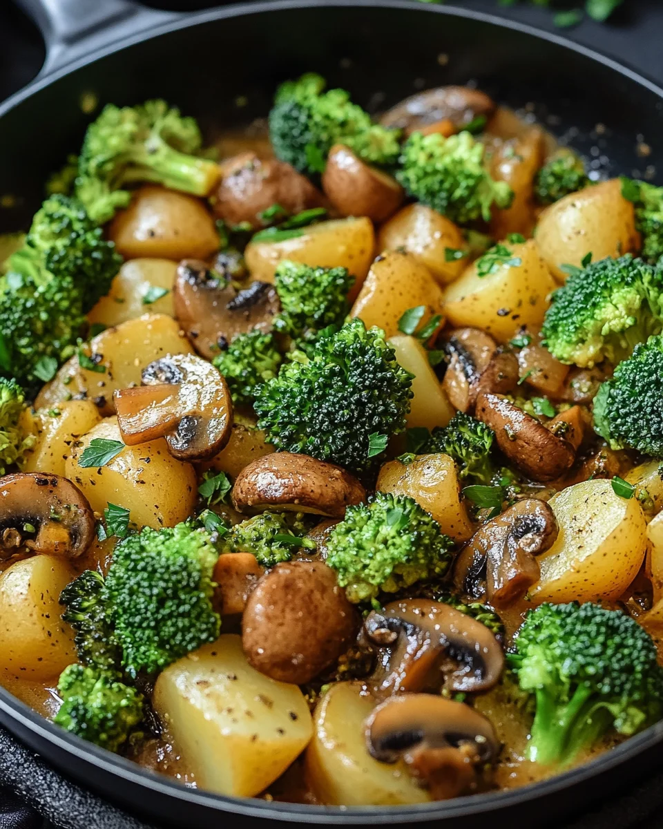 Brokkoli Kartoffel Pfanne mit Pilzen 20 Brokkoli