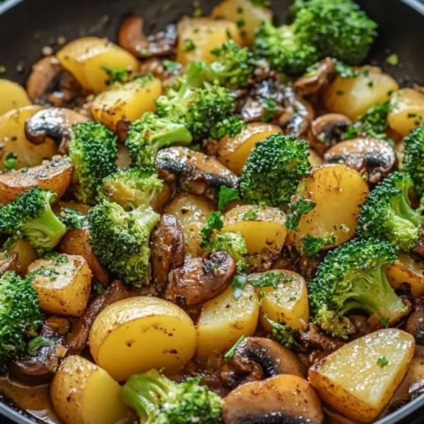 Brokkoli Kartoffel Pfanne mit Pilzen