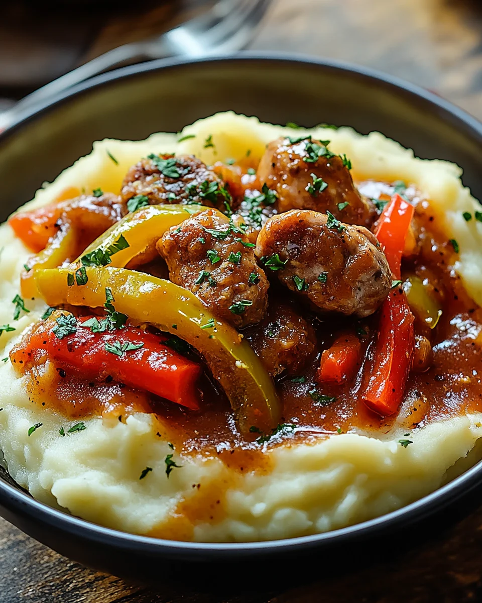 Cremige Wurst und Paprika auf Kartoffelpüree 19 Cremige