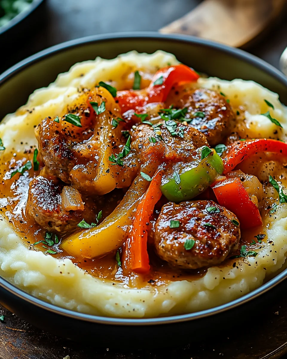 Cremige Wurst und Paprika auf Kartoffelpüree 21 Cremige Wurst und Paprika auf Kartoffelpüree