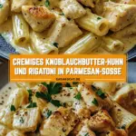Cremiges Knoblauchbutter-Huhn und Rigatoni in Parmesan-Soße 17 Pinterest Hidden Image