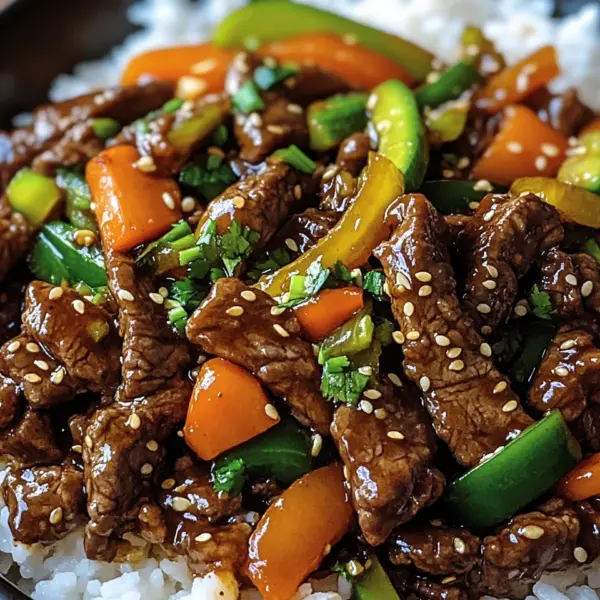 Ein Pfannengericht Teriyaki Rindfleisch mit Reis