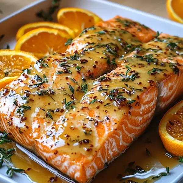 Gebackener Orangen-Lachs mit Honig-Senf-Glasur