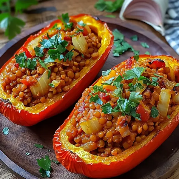 Gefüllte Spitzpaprika mit roten Linsen