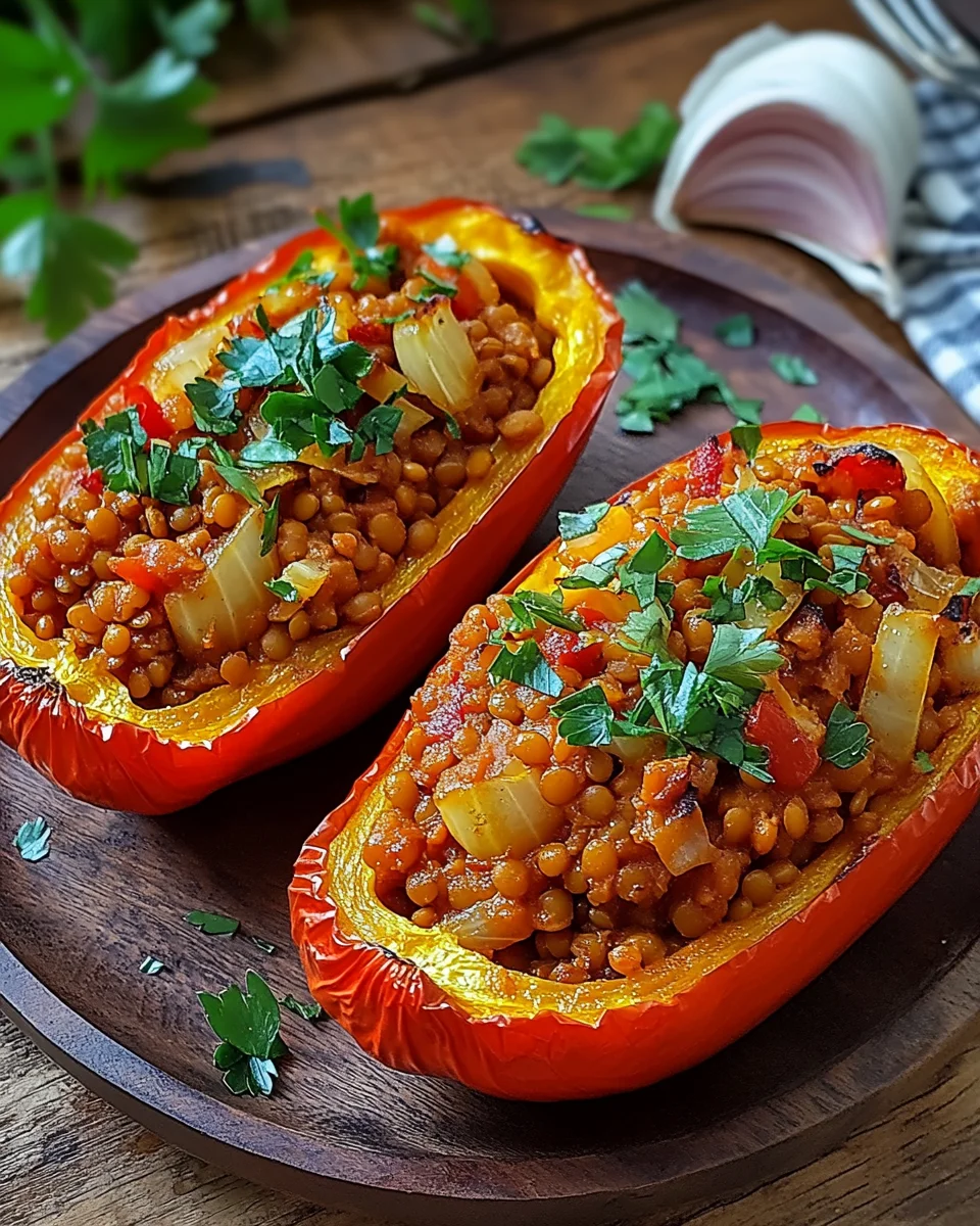 Gef&uuml;llte Spitzpaprika mit roten Linsen