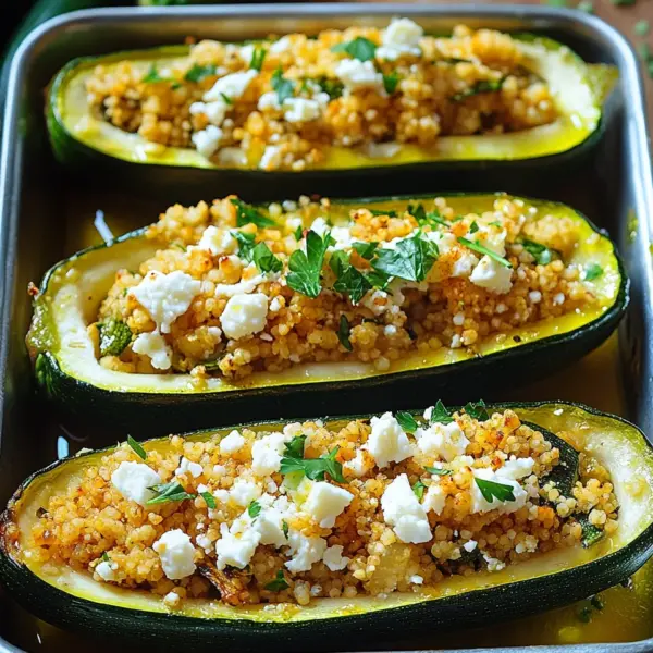 Gefüllte Zucchinis mit Couscous und Feta