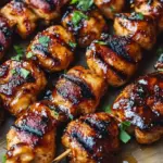 Gegrillte Honig-BBQ-Bacon-H&uuml;hnchen-Spie&szlig;e einfach zubereiten