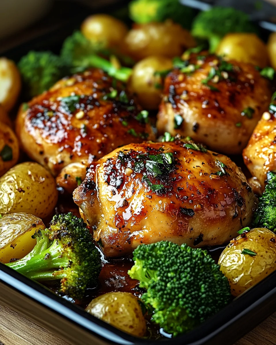 Honey-Garlic Chicken with Broccoli and Potatoes