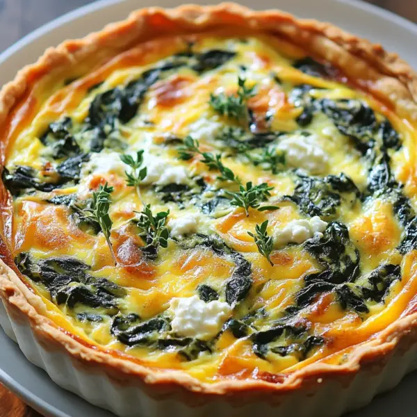 Hüttenkäse und Spinat Krustenlose Quiche