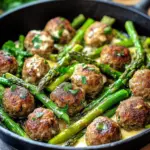 Spargelpfanne mit Frikadellen