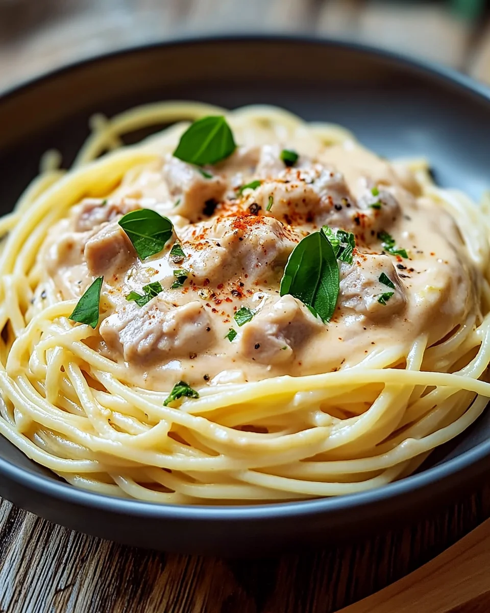 Thunfisch-Sahne-Soße mit Spaghetti