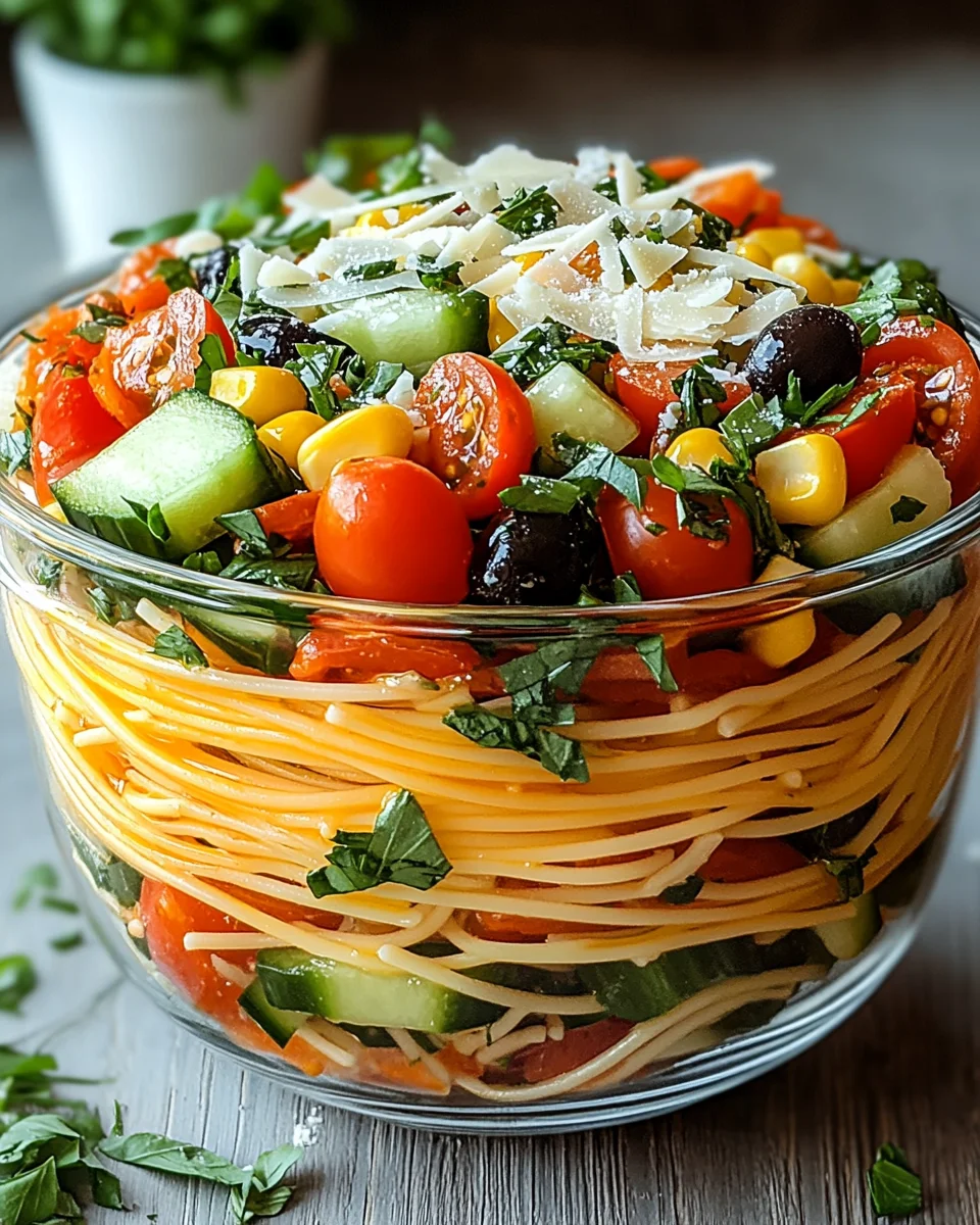 Italienischer Spaghetti-Schichtsalat
