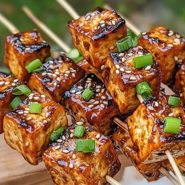 Knoblauch-Soja-Glasierte Tofu-Spieße