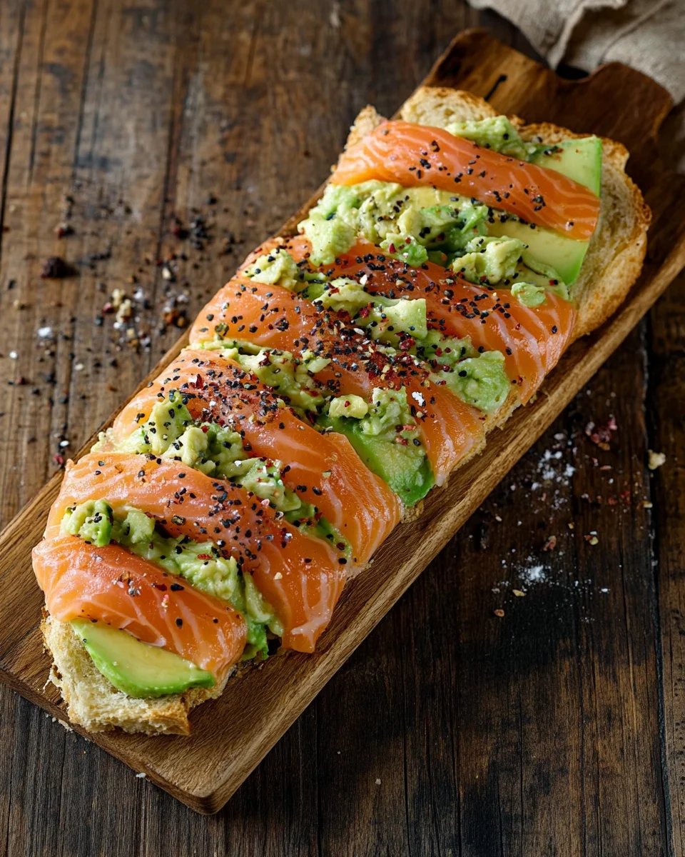 Lachs Avocado Laugenstange mit Topping