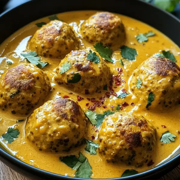 Linsenbällchen in Currysauce