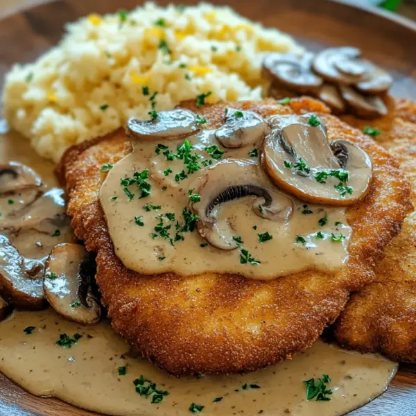 Naturschnitzel in Champignonrahmsauce