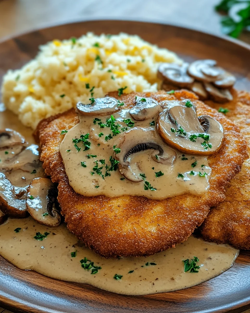 Naturschnitzel in Champignonrahmsauce